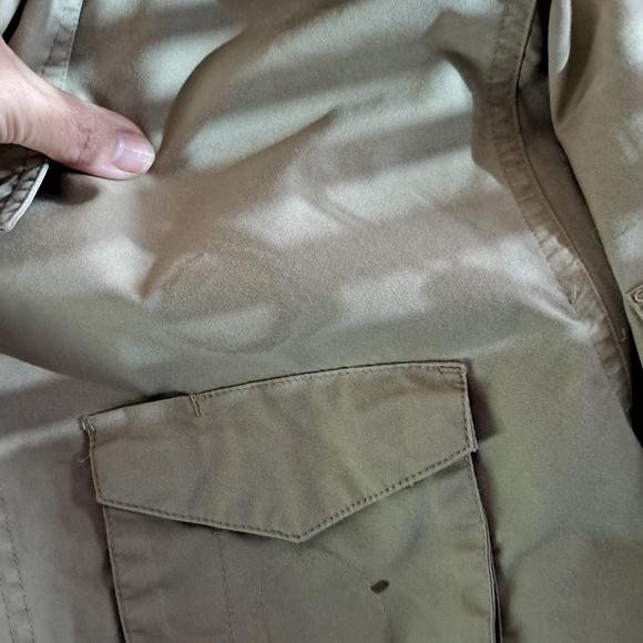 Boy Scouts Top Adult Med American Flag Patch Khaki Short Slv Button Front "Read" - Picture 8 of 11